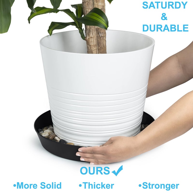 Austin Planter 18 Inch (16.3 Inch Base) Case of 2 Plant Saucer - Black Polypropylene,Heavy Duty Indoor/Outdoor Tray and Drip Pan,Collects Flower Pot Excess Water Made in USA - Image 5