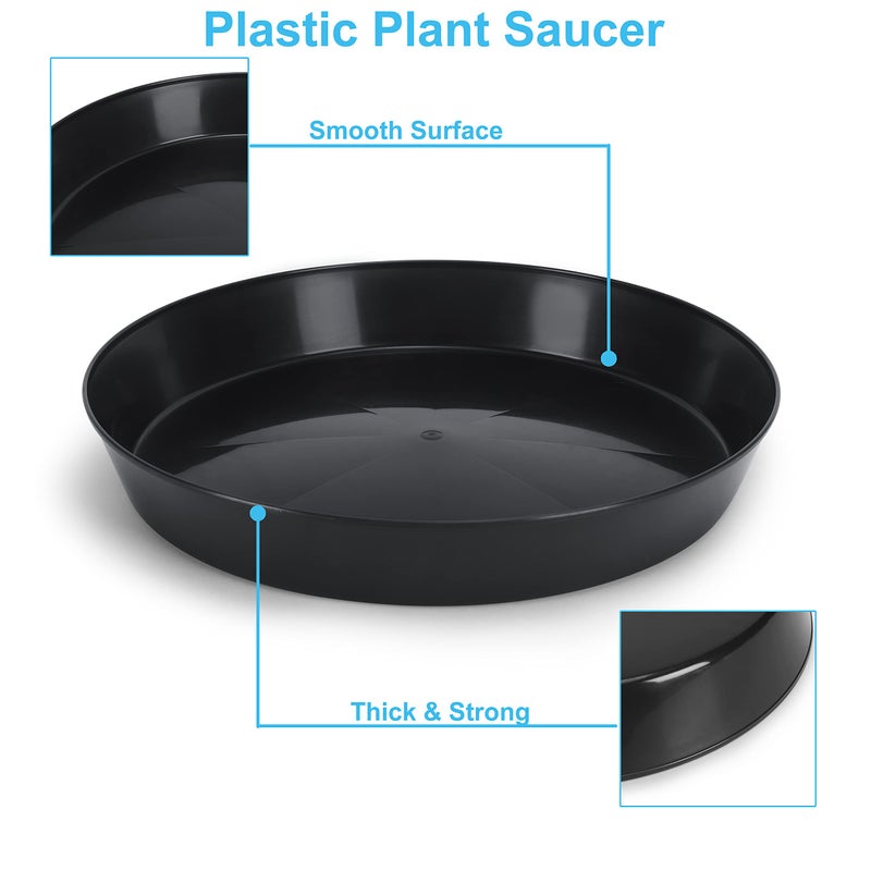 Austin Planter 18 Inch (16.3 Inch Base) Case of 2 Plant Saucer - Black Polypropylene,Heavy Duty Indoor/Outdoor Tray and Drip Pan,Collects Flower Pot Excess Water Made in USA - Image 2
