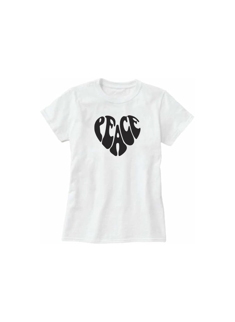 PRINTSHOP4ME - Peace Love Women's T-Shirt–Cotton Half Sleeve Round Neck Soft&Breathable Fabric Casual Wear For Everyday Comfort|Gift For Special Events - Image 1