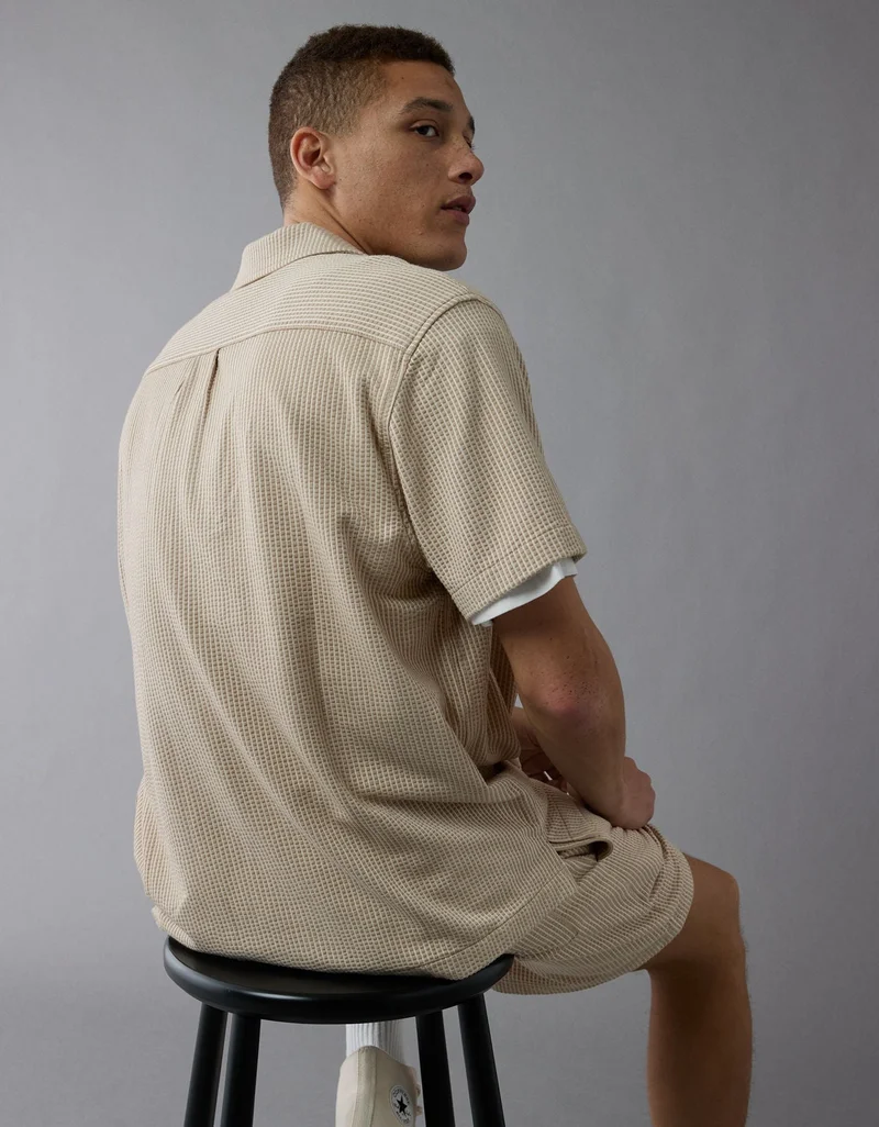 امريكان ايجل قميص كامب بأزرار من قطن سيرساكر