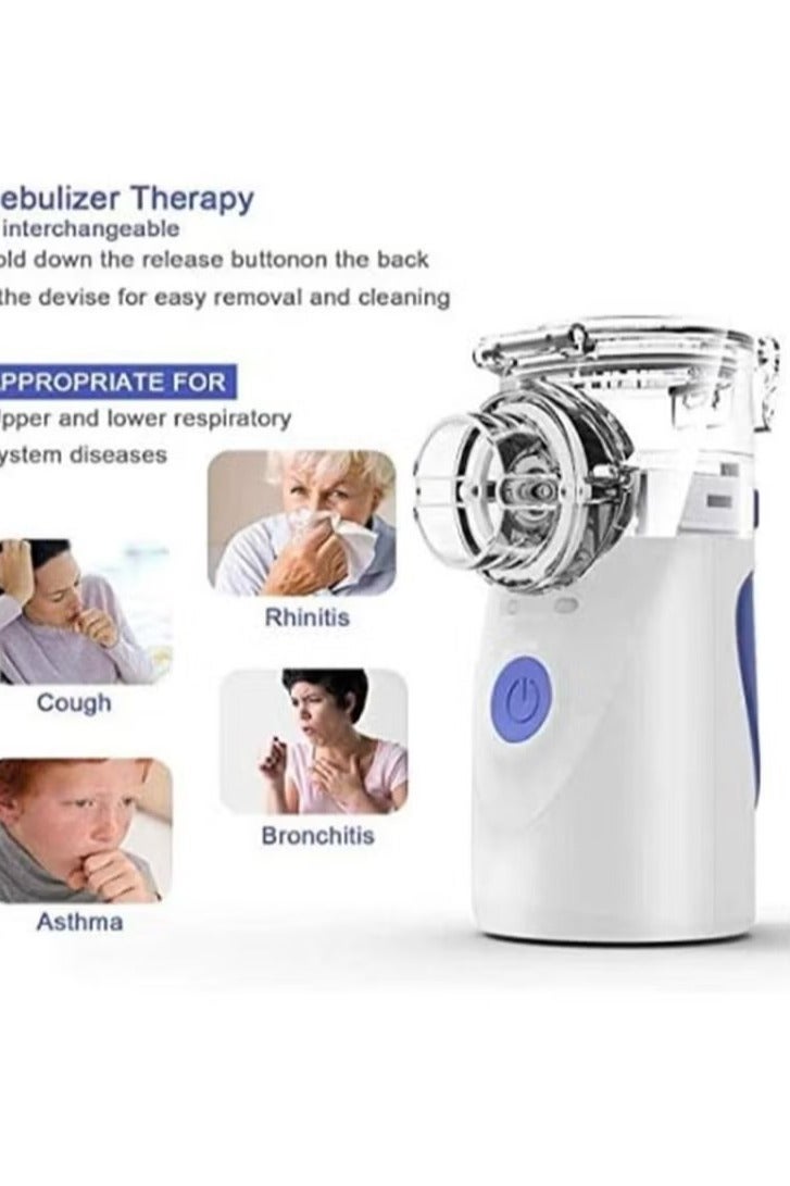Handheld Mini Atomizing Vaporiser Portable Lightweight Cool Mist Humidifier Professional Ultrasonic Nebulizer Ideal for Daily Use Health Care Masks Steaming,Blue - Image 5