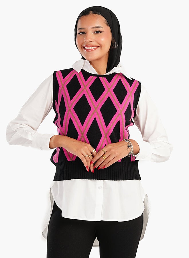 Carina Carina Argyle Pattern Sweater Vest  - Image 1
