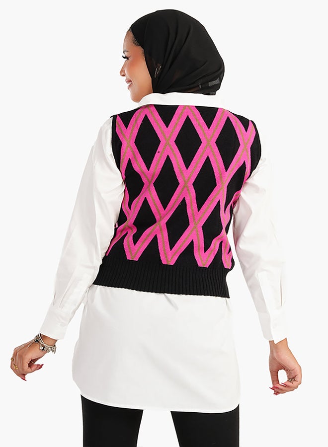 Carina Carina Argyle Pattern Sweater Vest  - Image 3