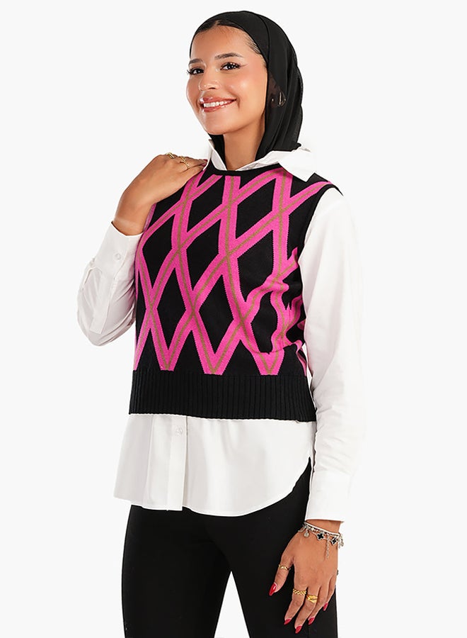 Carina Carina Argyle Pattern Sweater Vest  - Image 2