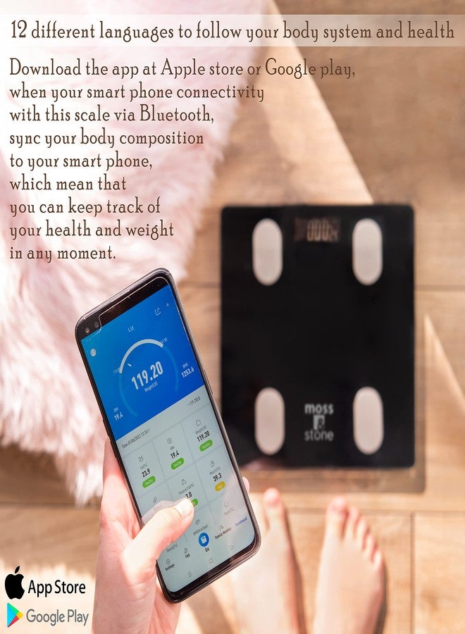 Moss & Stone Digital Body Weight Bathroom Scale Smart Scale - Image 2