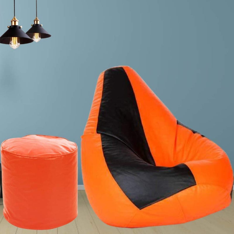 TRUE 2 F Orange and Black Large Bean Bag Cover with Orange muddha - Image 1