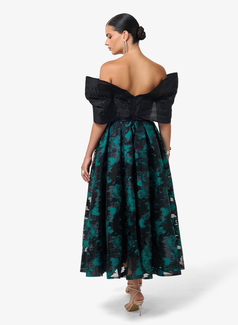 ثريدز باي اجوني فستان ماكسي مطبوع بكتف مكشوف - Image 2