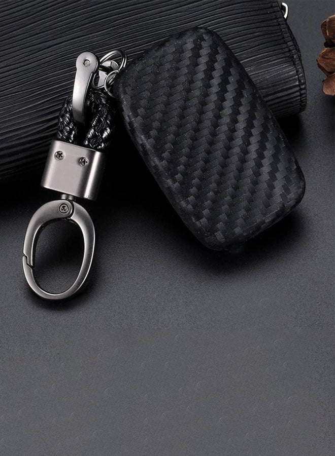 Royalfox(TM) 5 buttons silicone carbon fiber smart remote Key Fob case Cover For Land Rover Defender Discovery Sport LR2 LR3 LR4 Range Rover Sport EVOQUE and Jaguar XF XJ XJL XE F-PACE (carbon fiber) - Image 2