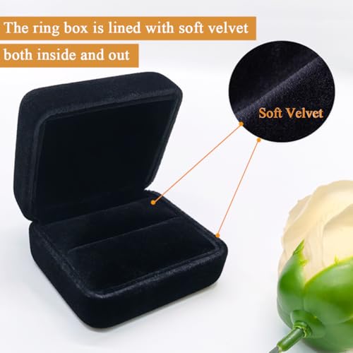 GBYAN 2 Pieces Velvet Ring Box, Jewelry Display Gift Box, Ring Case for Proposal,Engagement, Wedding,Black - Image 3