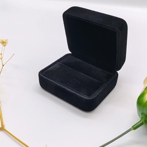 GBYAN 2 Pieces Velvet Ring Box, Jewelry Display Gift Box, Ring Case for Proposal,Engagement, Wedding,Black - Image 5