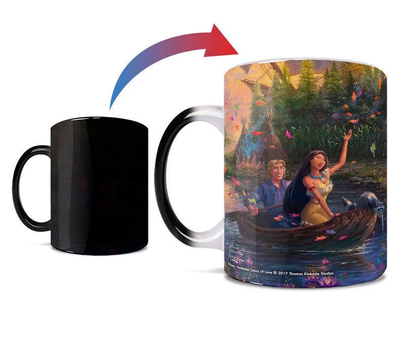 Morphing Mugs Disney  Pocahontas  Thomas Kinkade  One 11 oz Color Changing Heat Sensitive Ceramic Mug  Image Revealed When HOT Liquid Is Added