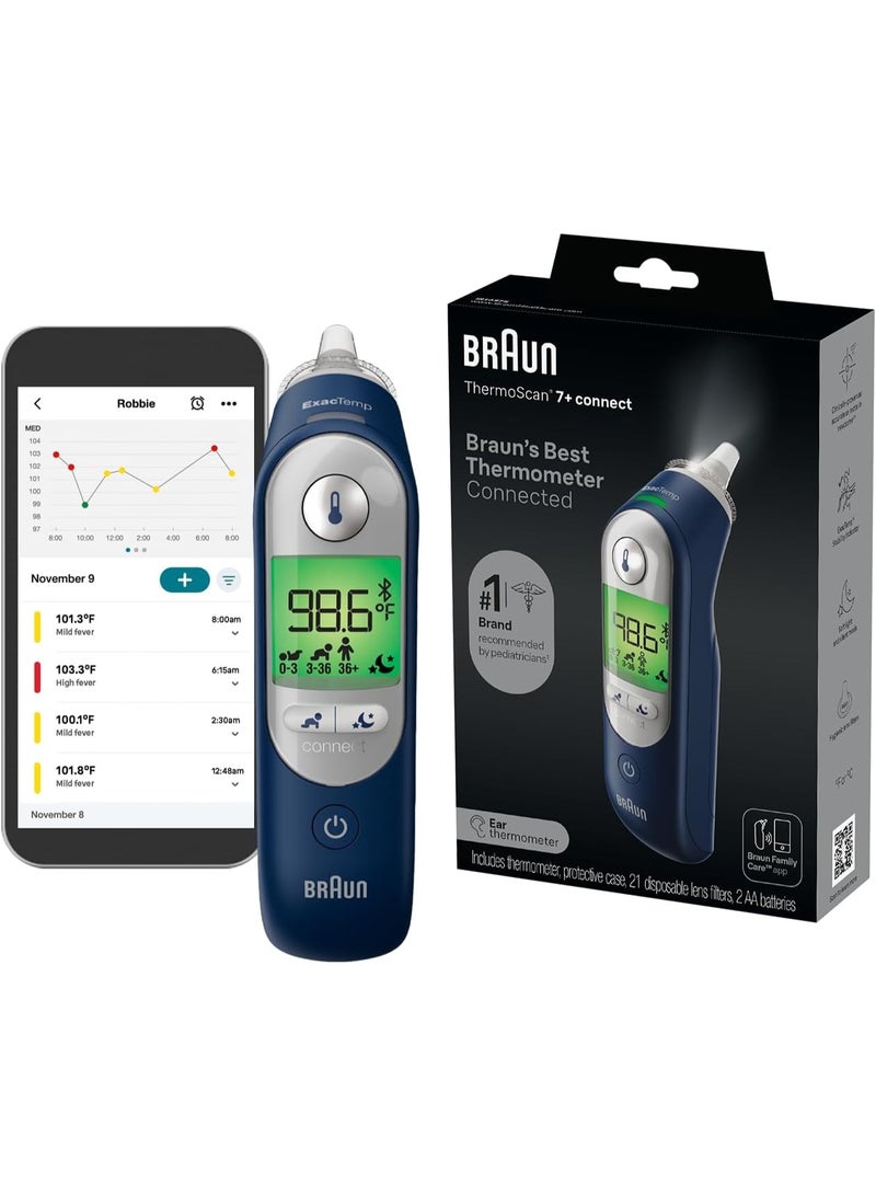 Braun ThermoScan 7+ IRT 6525 Healthcare Ear Thermometer with Age Precision and Color Coded Display, Temperature Screening, Fever, Fast Easy to Use and Night Mode - Black - Image 1