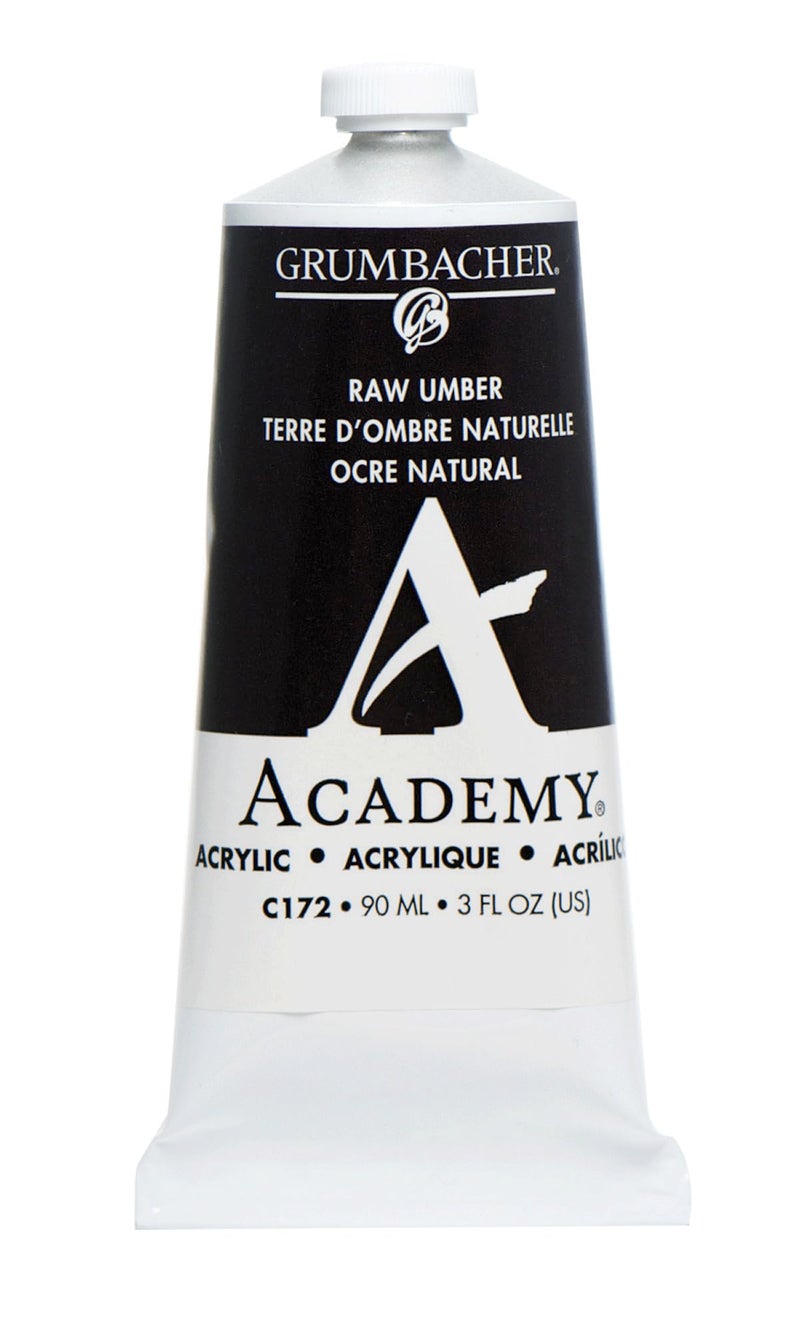 Grumbacher Academy Acrylic Paint, Gloss, 90ml/3 oz Metal Tube, Raw Umber - Image 1