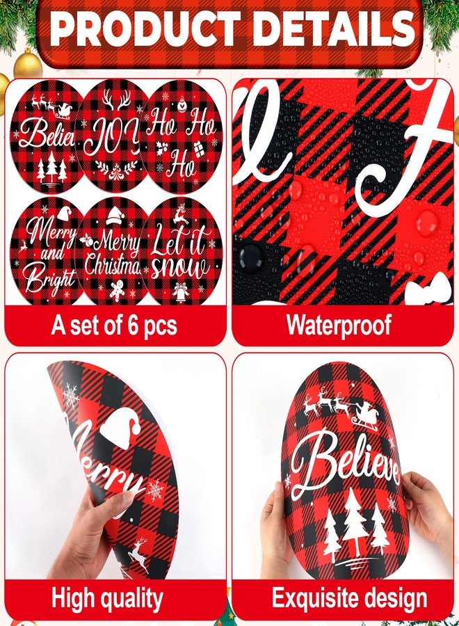 OBUSATT Christmas Red and Black Buffalo Plaid Placemats Set of 6 Round Table Mats Christmas Tree Placemats Washable Reusable Dining Table Place Mats for Xmas Winter Holiday Party Home Kitchen Decorations - Image 3