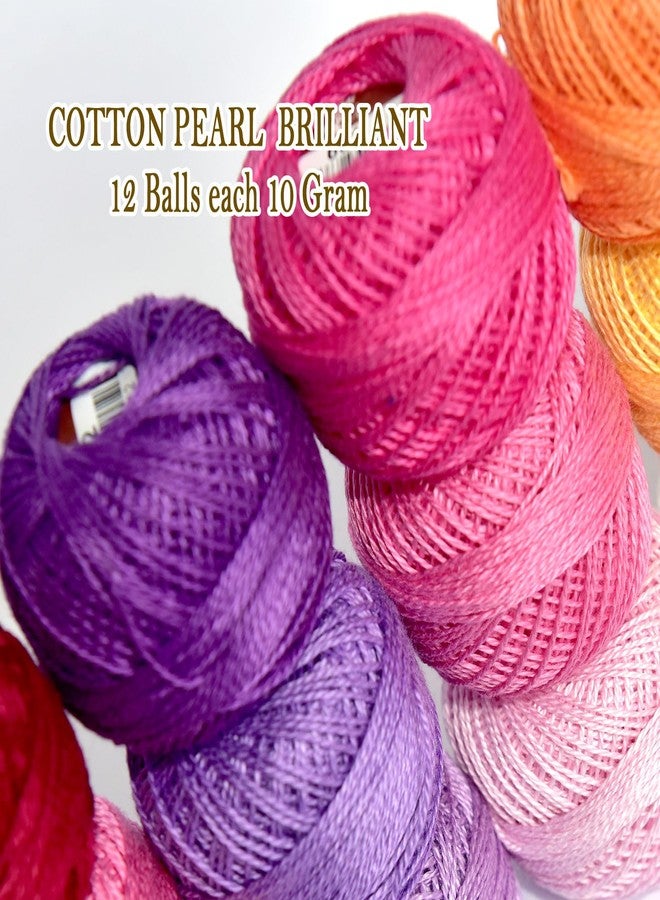 colored bird Double Mercerized Egyptian Long Staple Cotton Pearl Thread Ball 10 Grams Rainbow Color Embroidery Thread 12 Colors per Box for Crochet Hardanger Cross Stitch Hand Embroidery,redpurple Series - Image 4
