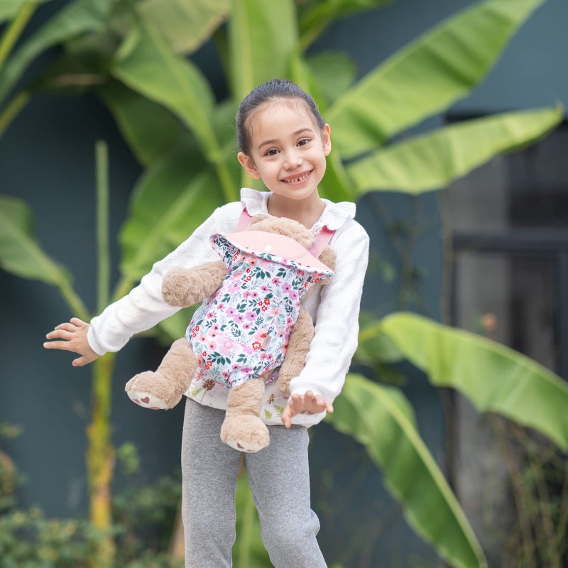 GAGAKU GAGAKU Baby Doll Carrier for Toddlers Doll Carrier for Little Girls Toy Baby Carrier for Kids Reborn Baby Doll Accessories - Pink (Leaf)  - Image 2