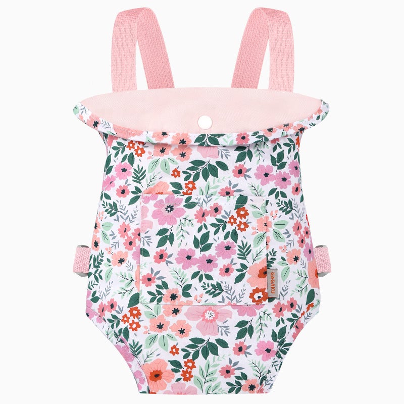 GAGAKU GAGAKU Baby Doll Carrier for Toddlers Doll Carrier for Little Girls Toy Baby Carrier for Kids Reborn Baby Doll Accessories - Pink (Leaf)  - Image 1