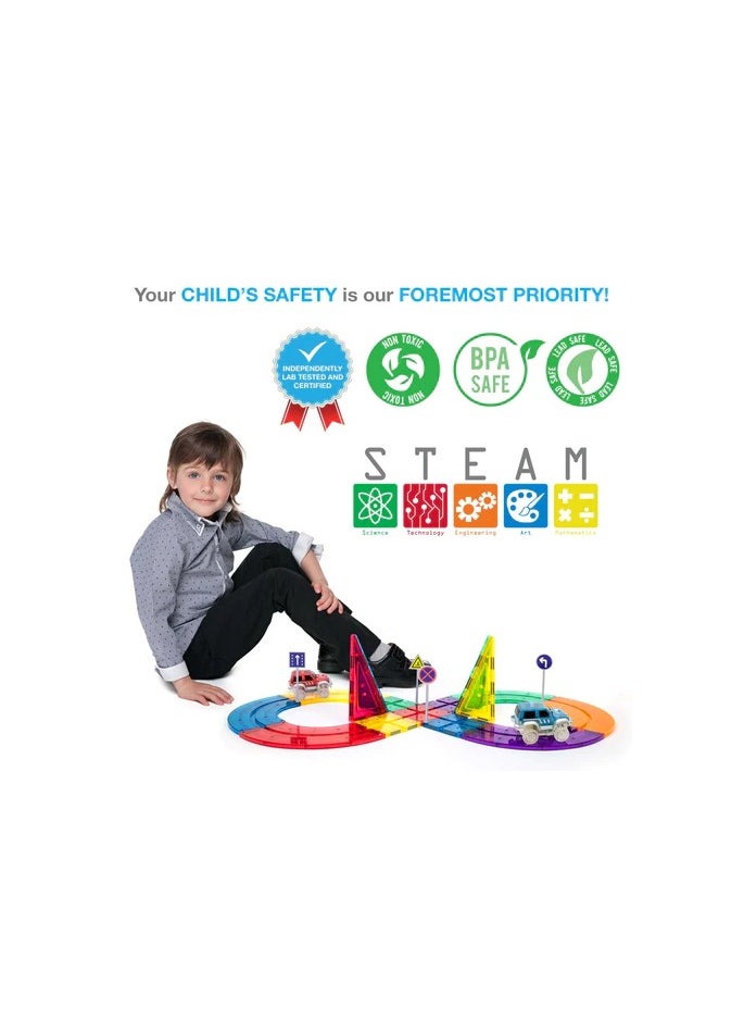 Magnetic Race Track 50-Pieces, Building Blocks, Educational Toy Set, Construction Building Kit For Child Brain Development