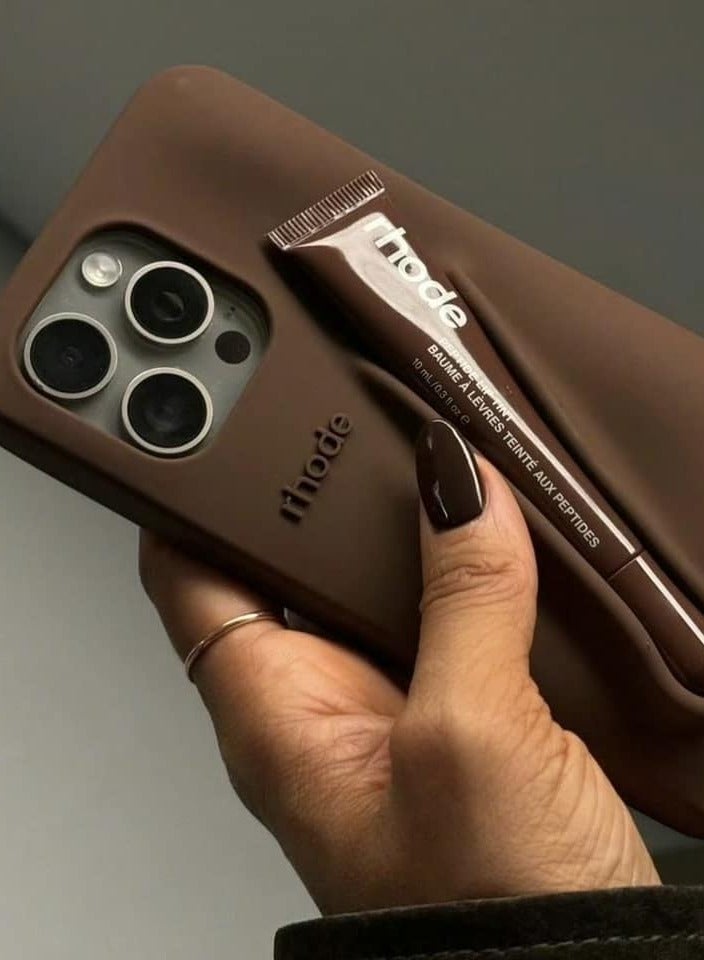 rhode Rhone iPhone 15 Pro Phone Case with Lip Gloss ,Silicone Shockproof and Scratch-Resistant Protective Case,Phone Rhode Case with Silicone Lipstick Holder,Applicable to iPhone 15 Pro-（Espresso） - Image 4