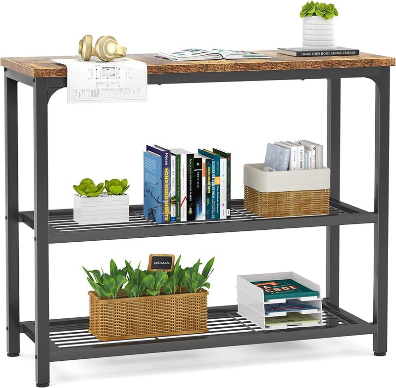 Generic Indian Decor 44563 Small Console Table Sofa Table with Double Mesh Shelves Industrial Entryway Table for Entryway Hallway Foyer Front Hall Sofa Couch Living Room Bar Kitchen 32 Inch Black  - Image 1
