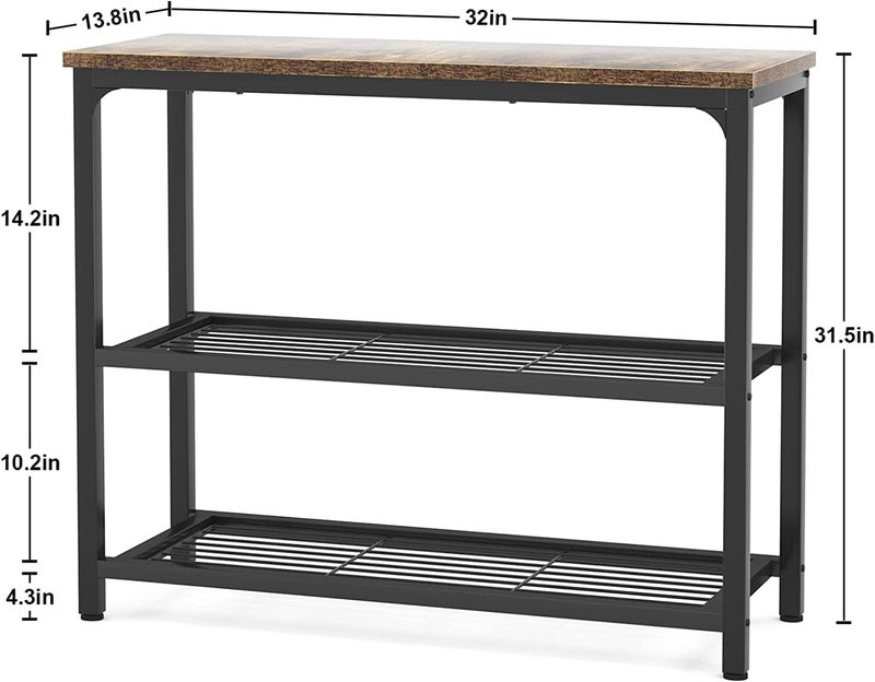 Generic Indian Decor 44563 Small Console Table Sofa Table with Double Mesh Shelves Industrial Entryway Table for Entryway Hallway Foyer Front Hall Sofa Couch Living Room Bar Kitchen 32 Inch Black  - Image 3