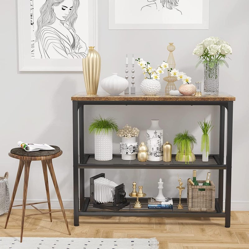 Generic Indian Decor 44563 Small Console Table Sofa Table with Double Mesh Shelves Industrial Entryway Table for Entryway Hallway Foyer Front Hall Sofa Couch Living Room Bar Kitchen 32 Inch Black  - Image 2