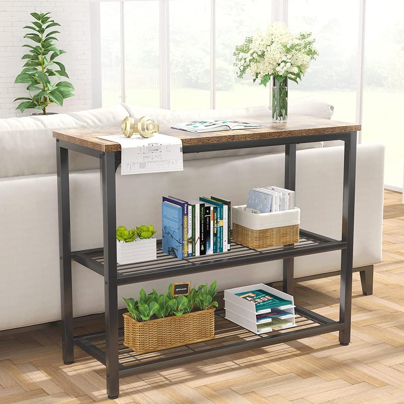 Generic Indian Decor 44563 Small Console Table Sofa Table with Double Mesh Shelves Industrial Entryway Table for Entryway Hallway Foyer Front Hall Sofa Couch Living Room Bar Kitchen 32 Inch Black  - Image 5