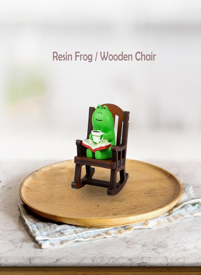 Pmeixcy Frog Figurines, Frog Decor, Cute Desk Decor, Desk Figurines, Cute Trinkets, Home and Office Decor, Green Frog on Rocking Chair, 5x4x4.3 Inches, 60g - Image 5