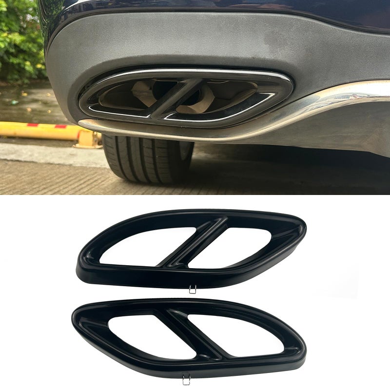 CHUANGHUI Black Aluminum alloy Car Exterior Exhaust Pipe Mufflers Cover Rear Bumper Cylinder Exhaust Pipe Cover Decorate for MercedesBenz A B C E CLA GLC GLE GLS Class W205 W213 X253