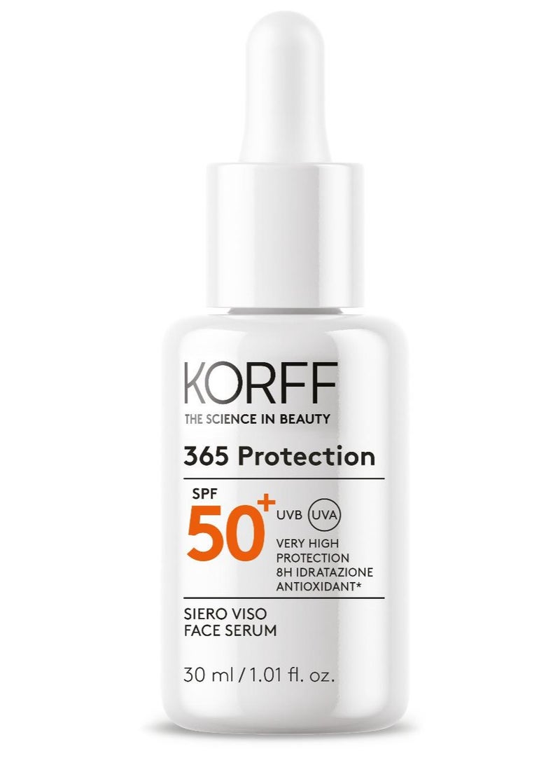 Korff 365 Protection Tinted Face Serum SPF 50+, High UVA UVB Protection, Up to 8 Hour Hydration, Lightweight Fragrance Free Formula, Skin Tone Evenness, 30ml - Image 1
