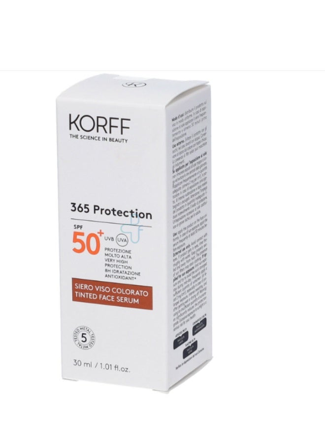 Korff 365 Protection Tinted Face Serum SPF 50+, High UVA UVB Protection, Up to 8 Hour Hydration, Lightweight Fragrance Free Formula, Skin Tone Evenness, 30ml - Image 2