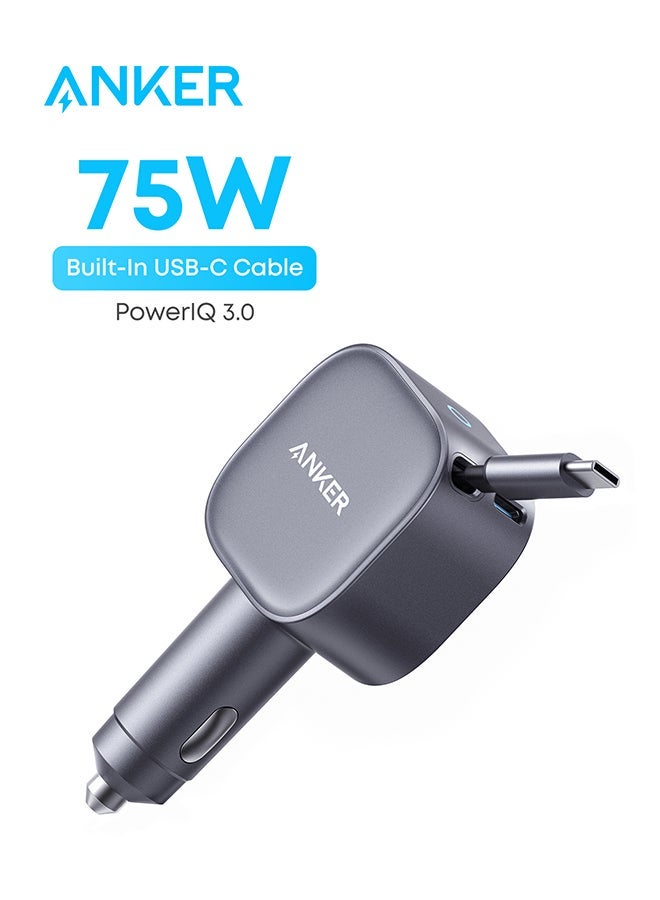 Anker USB-C Car Charger, 75W Max Ultra-Compact Type-C Fast Car Charger with Built-In Retractable Cable Car Adapter for iPhone 17/16 Series, Samsung S24/S23, MacBookPro/Air, iPad, and More & Nano USB C Cable, 240W 6 ft Flexible Multi-Color Braided Cord, Fast Charging Type C Charger for iPhone 17/17 Pro/17 Air/17 Pro Max, MacBook Pro, iPad Pro, Galaxy S24, and More(Black) Bundle - Image 2