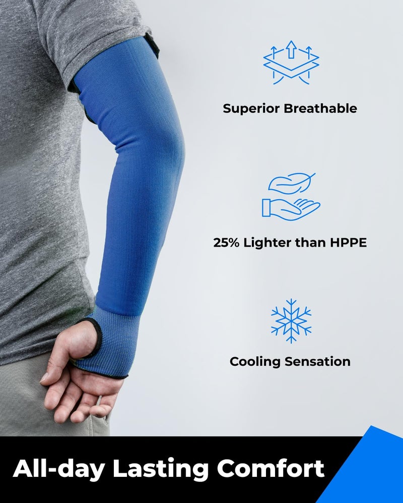 toolant Cut Resistant Farmers Sleeves with Thumb Hole, Arm Protectors for Thin Skin and Bruising, for Gardening, Welding, Kitchen, Arm Guards for Biting, Pet Grooming, Blue, 1 Pair - Image 4