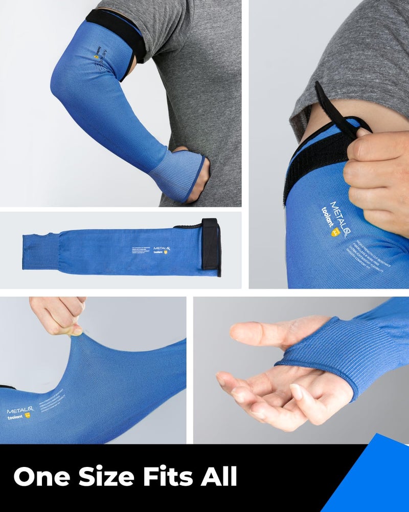 toolant Cut Resistant Farmers Sleeves with Thumb Hole, Arm Protectors for Thin Skin and Bruising, for Gardening, Welding, Kitchen, Arm Guards for Biting, Pet Grooming, Blue, 1 Pair - Image 5