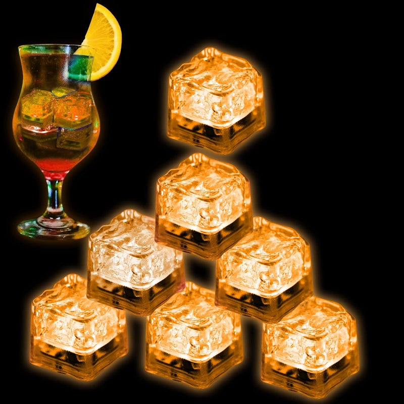 Nonley Light Up Ice Cubes for Drinks Orange 12 PCS LED Ice Cubes Liquid Activated Glow in The Dark Waterproof Ice Cubes for Home Bar Supplies Summer Party Wedding DecorOrange 