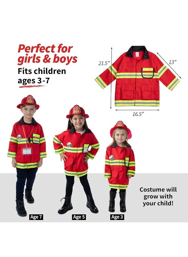 Born Toys Born Toys 8 PC Premium Washable Kids Fireman Costume Toy for Kids,Boys,Girls,Toddlers, and Children with Complete Firefighter Accessories  - Image 3