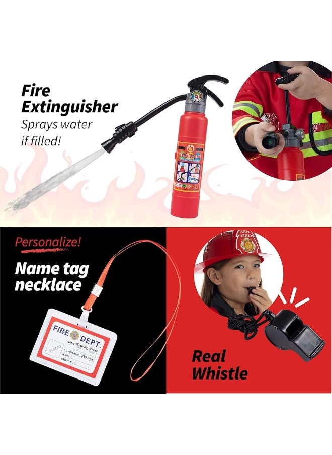 Born Toys Born Toys 8 PC Premium Washable Kids Fireman Costume Toy for Kids,Boys,Girls,Toddlers, and Children with Complete Firefighter Accessories  - Image 2