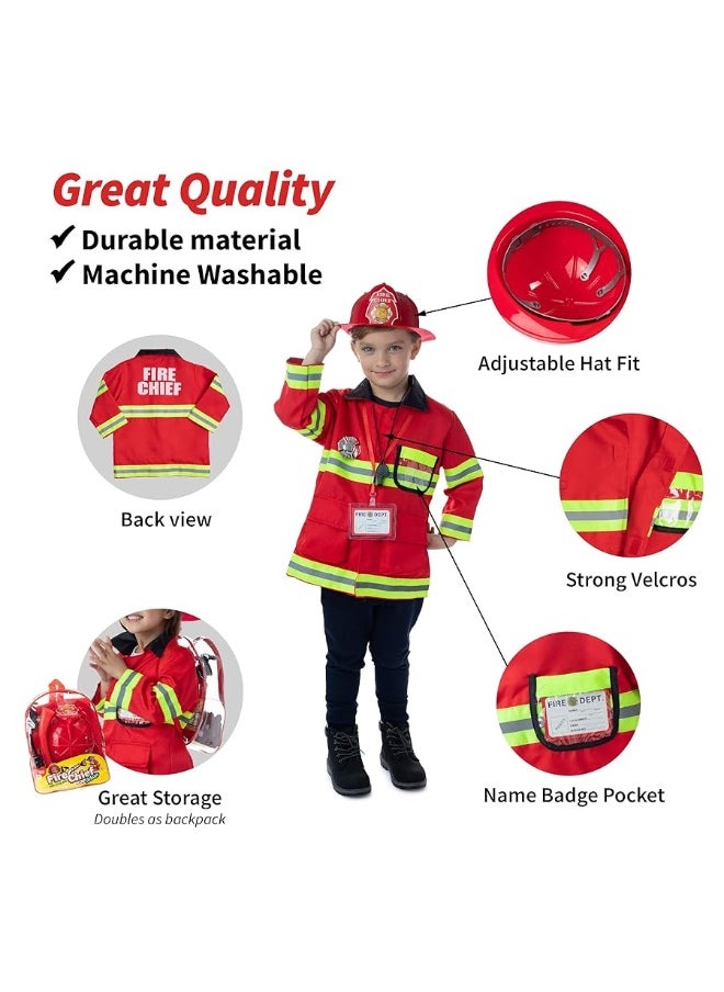 Born Toys Born Toys 8 PC Premium Washable Kids Fireman Costume Toy for Kids,Boys,Girls,Toddlers, and Children with Complete Firefighter Accessories  - Image 4