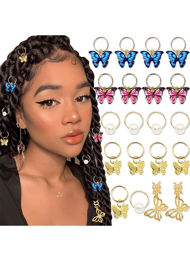 Generic - 20 Pieces Butterfly Hair Jewelry for Braids Summer Gold Braid Hair Braid Jewelry Rings Clips Clips Dreadlock Braid Charms Accessories Hair Rings Jewelry Hair Accessory for Women Girls - Image 1