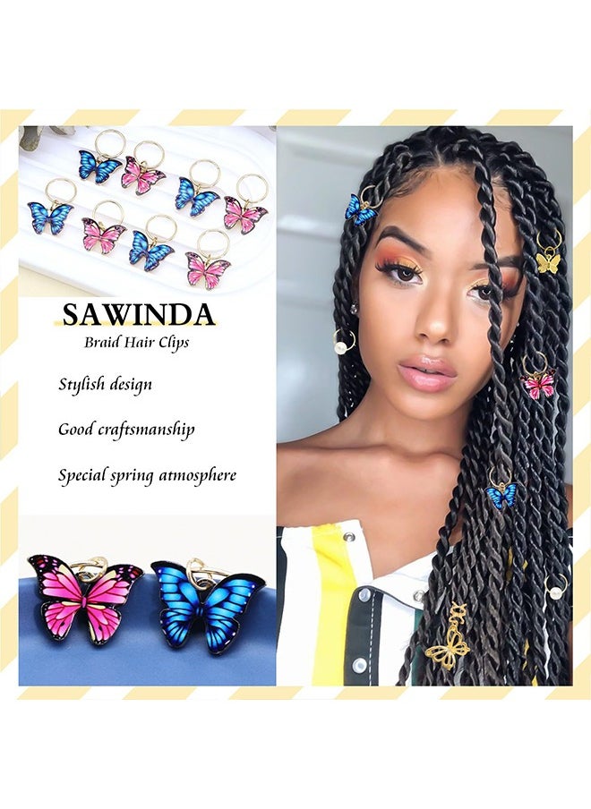 Generic - 20 Pieces Butterfly Hair Jewelry for Braids Summer Gold Braid Hair Braid Jewelry Rings Clips Clips Dreadlock Braid Charms Accessories Hair Rings Jewelry Hair Accessory for Women Girls - Image 1