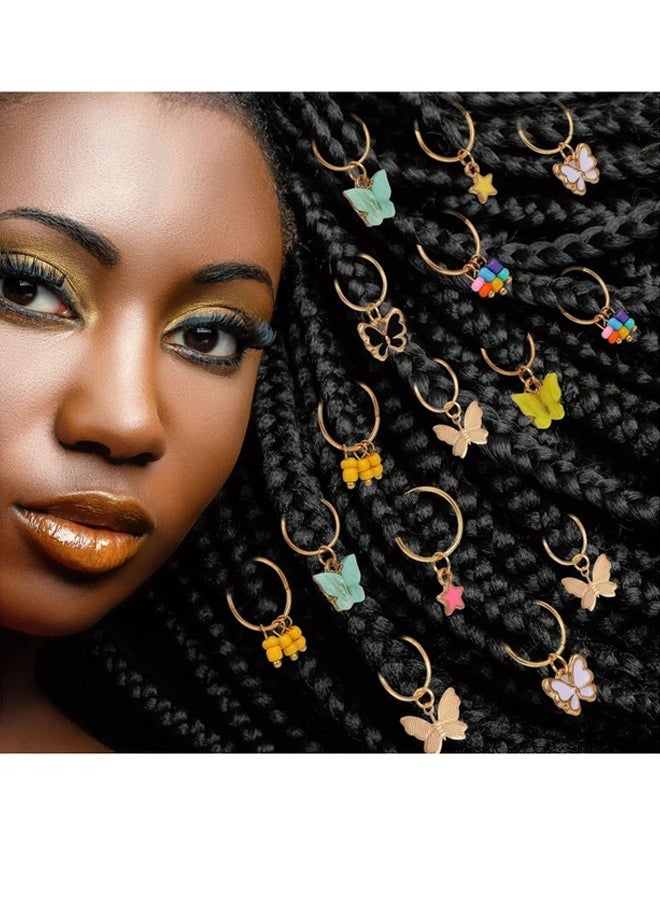 Generic - 20 Pieces Butterfly Hair Jewelry for Braids Summer Gold Braid Hair Braid Jewelry Rings Clips Clips Dreadlock Braid Charms Accessories Hair Rings Jewelry Hair Accessory for Women Girls - Image 1