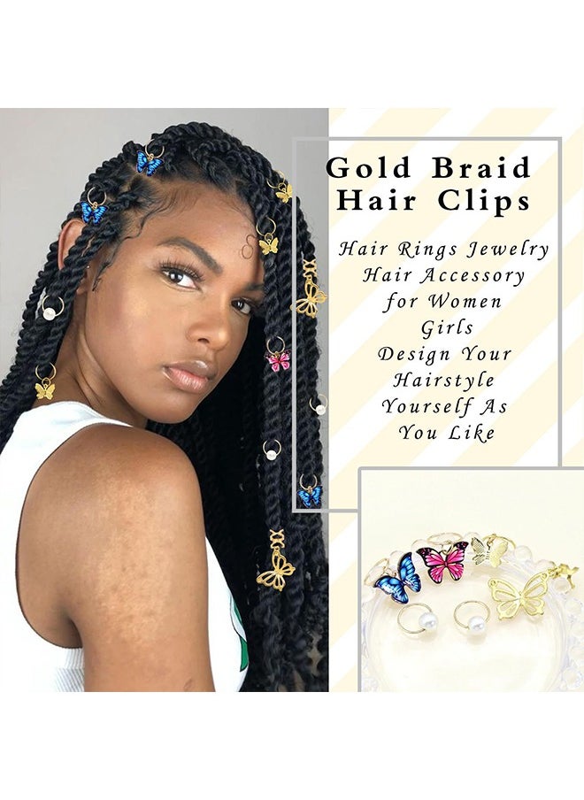 Generic - 20 Pieces Butterfly Hair Jewelry for Braids Summer Gold Braid Hair Braid Jewelry Rings Clips Clips Dreadlock Braid Charms Accessories Hair Rings Jewelry Hair Accessory for Women Girls - Image 1