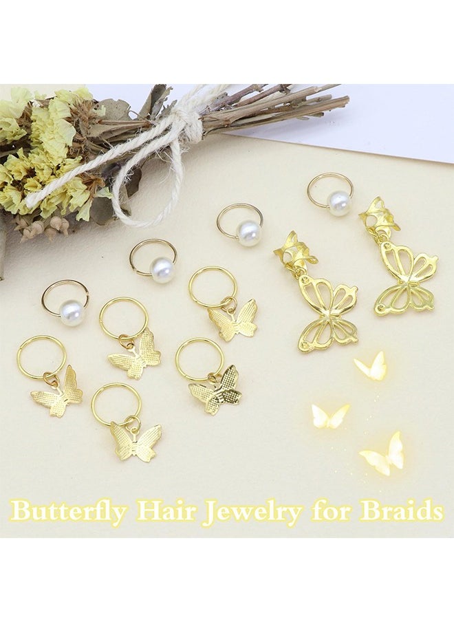 Generic - 20 Pieces Butterfly Hair Jewelry for Braids Summer Gold Braid Hair Braid Jewelry Rings Clips Clips Dreadlock Braid Charms Accessories Hair Rings Jewelry Hair Accessory for Women Girls - Image 1