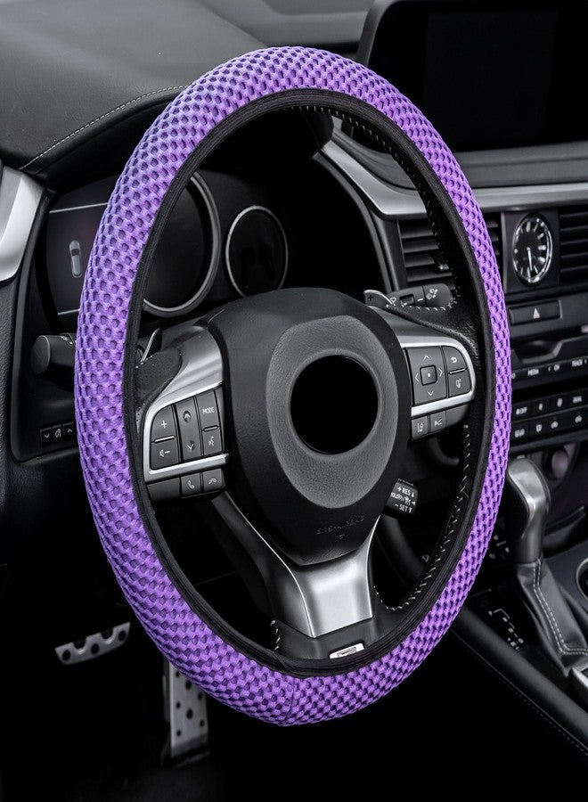 Alpmosn Elastic Stretch Steering Wheel Cover, Universal Interior Accessories Steering Wheel Cover for Women & Men, Breathable Microfiber Ice Silk, Anti-Slip, Odorless, Easy Carry(Purple) - Image 1