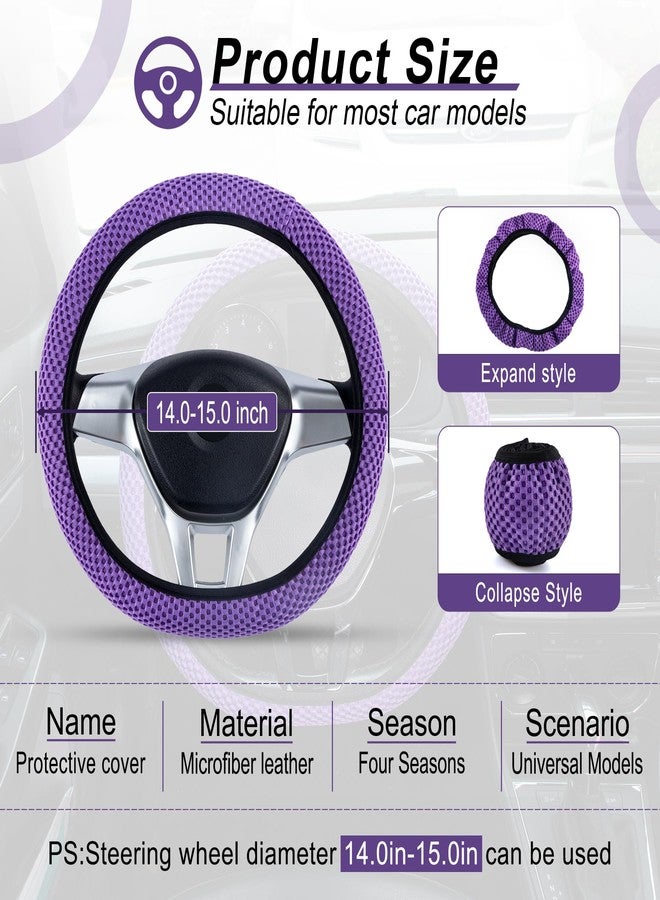 Alpmosn Elastic Stretch Steering Wheel Cover, Universal Interior Accessories Steering Wheel Cover for Women & Men, Breathable Microfiber Ice Silk, Anti-Slip, Odorless, Easy Carry(Purple) - Image 2