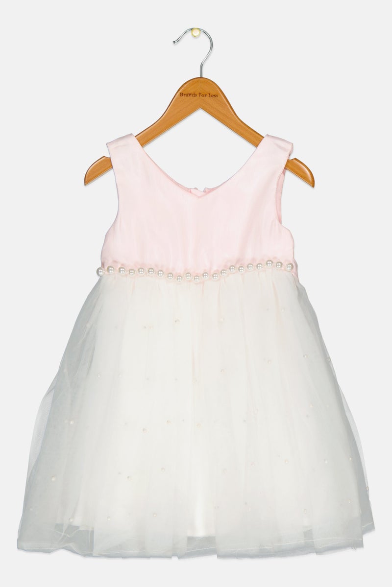 Lunamoon Toddlers Girl Two Tone Party Dress, Multicolor - Image 1