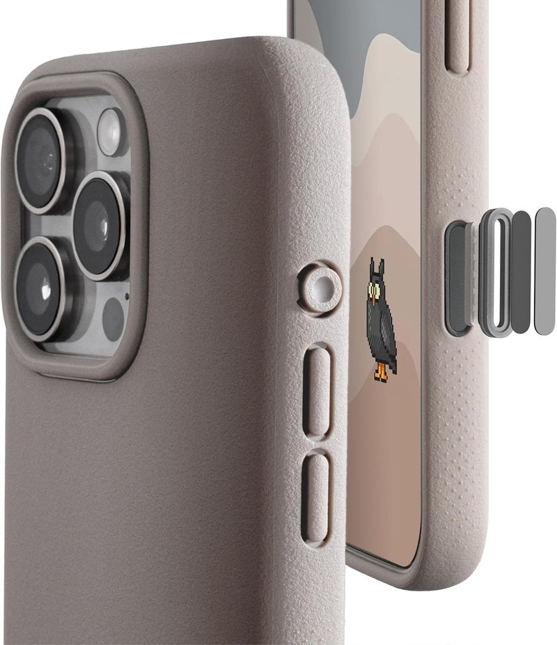 TineeOwl حافظة مغناطيسية لـ iPhone 16 Pro Max، [زر التحكم في الكاميرا المغطى]، متوافقة مع MagSafe، TPU، بسيطة، رفيعة/نحيفة، مقاومة للانزلاق - سلسلة الكثبان (حجر، iPhone 16 Pro Max) - Image 1