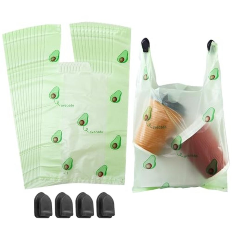 Car Trash Bag, 200 Count Green Disposable Plastic Hanging Auto Trash Bags with 4 Hooks for Car, Travel, Home, Office - Image 1