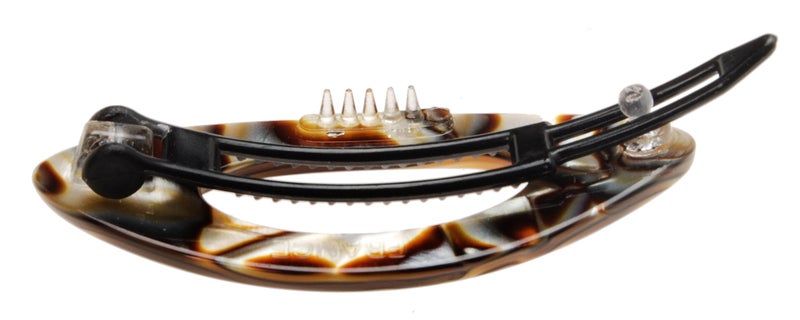 France Luxe Mini Cutout Oval on Plastic Tige Boule Barrette - Onyx - Image 2