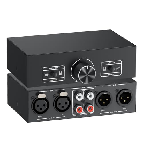 PROZOR 2-IN-2-OUT XLR Balanced/RCA Converter Audio Selector Splitter | Passive Switch Box with Volume Control - Image 1